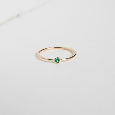 Large Kaya Simple Ring in 14k Gold set with Emerald by SHW Fine Jewelry