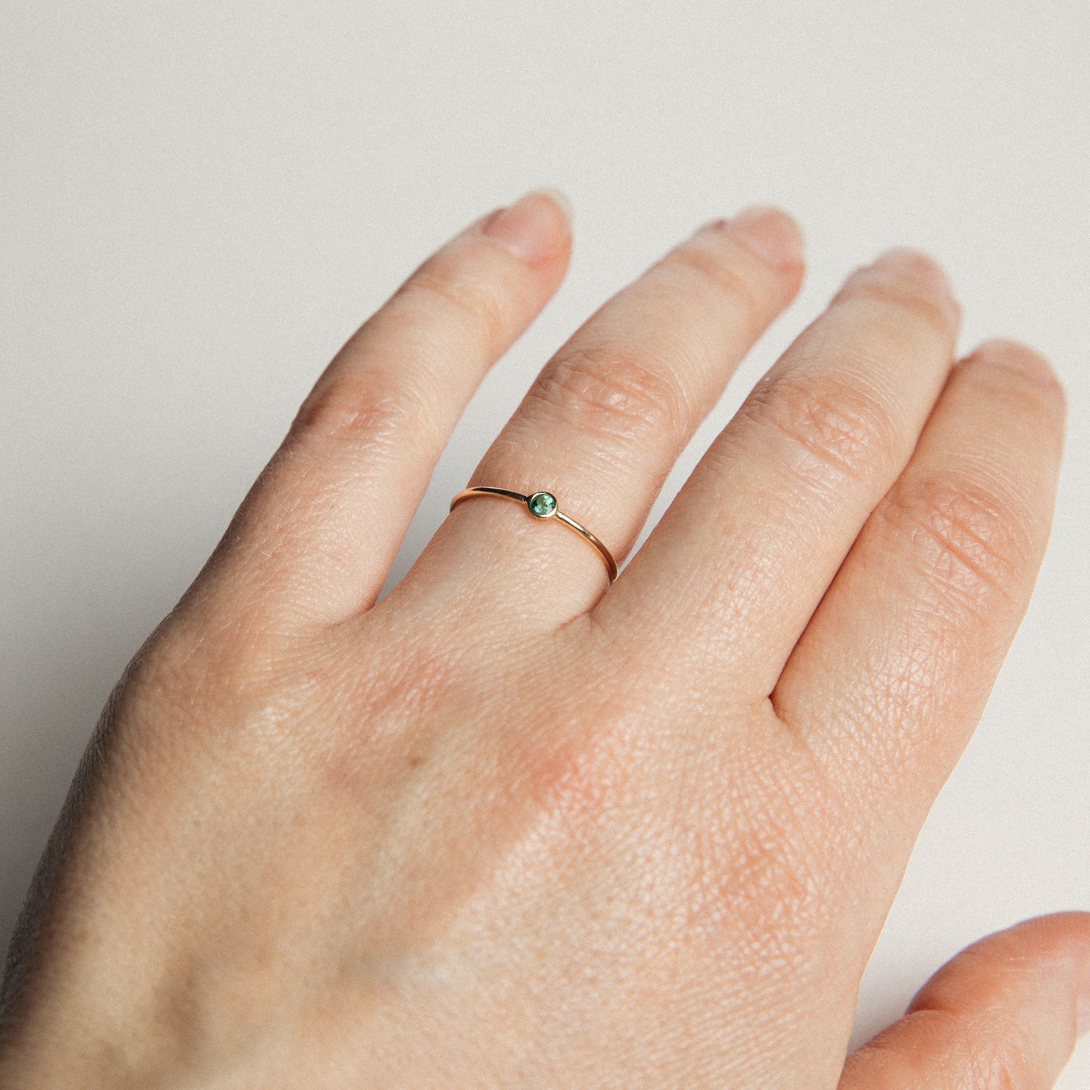 Large Kaya Minimal Ring in 14k Gold set with Emerald by SHW Fine Jewelry