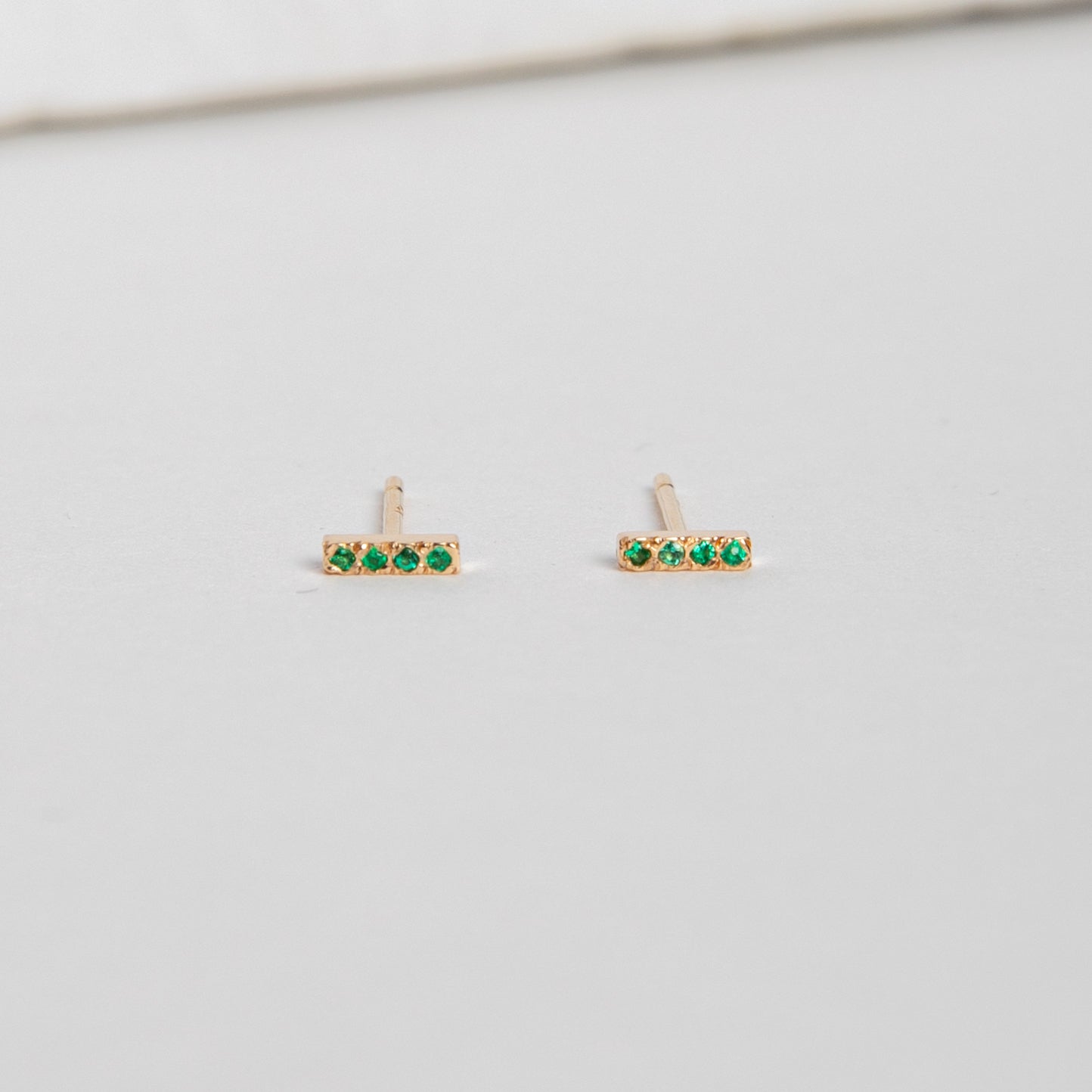 Vilko Designer Stud in 14k Yellow Gold set with Emerald by SHW Fine Jewelry