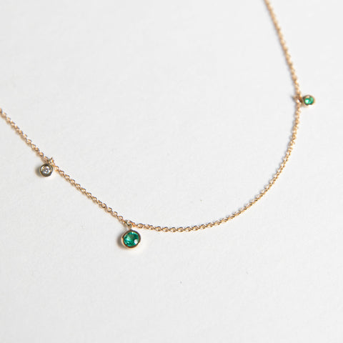 Kiki Unique Necklace in 14k Gold set with Emeralds By SHW Fine Jewelry New York City