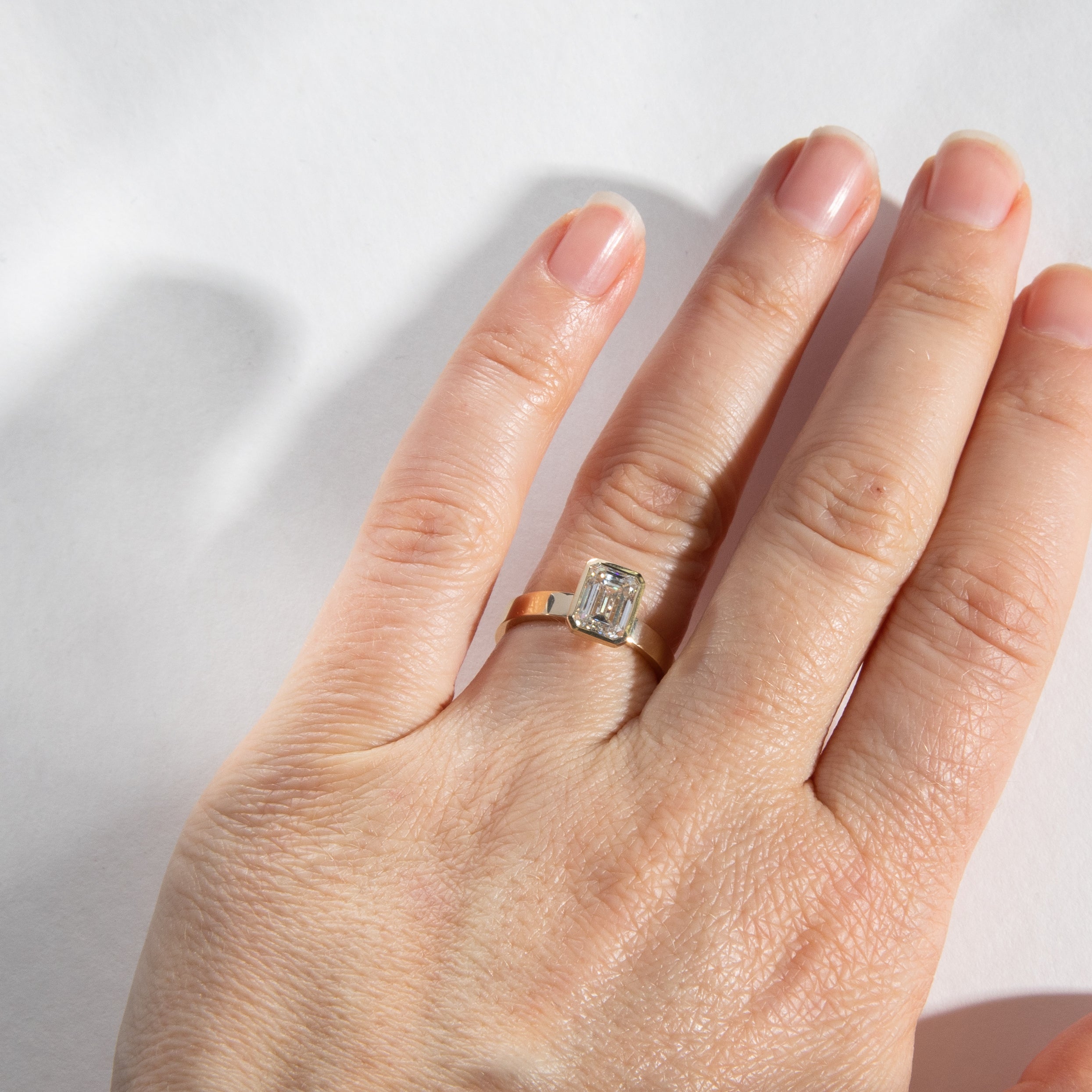 Badi Stacking ring in 14k Yellow Gold set with a lab-grown diamond