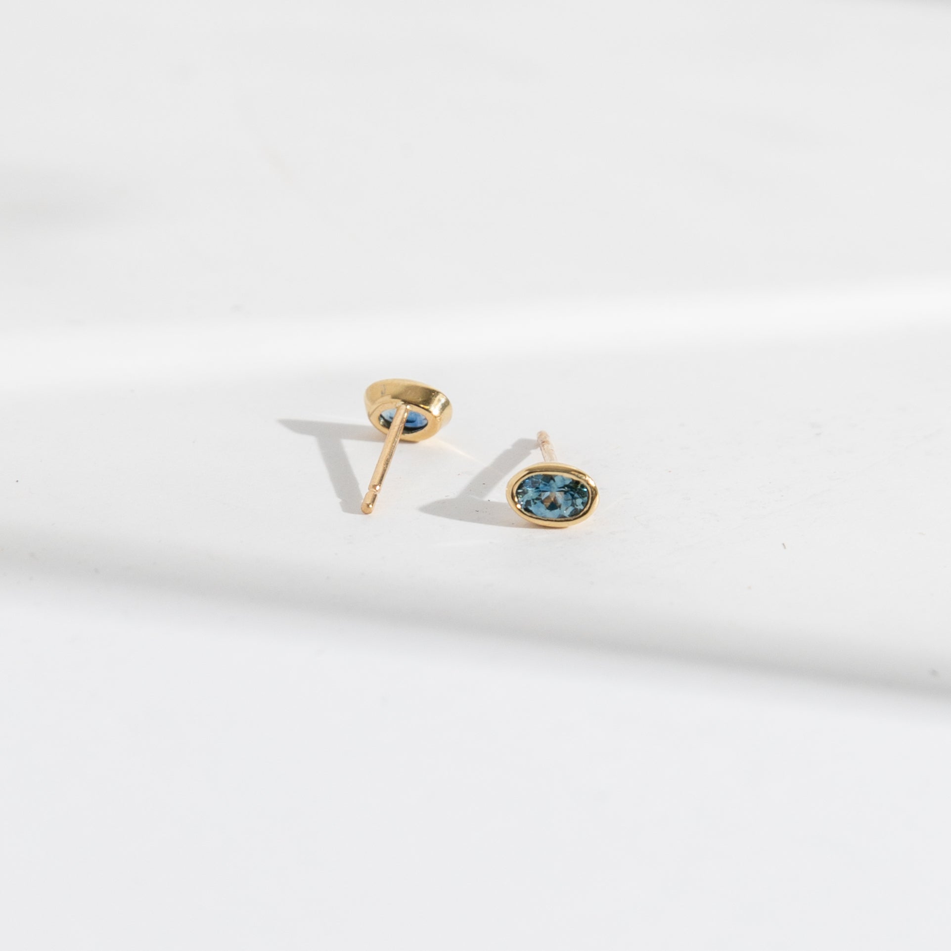 Ana Minimal Earrings 14k Yellow Gold Set With Blue Sapphires By SHW Fine Jewelry New York City