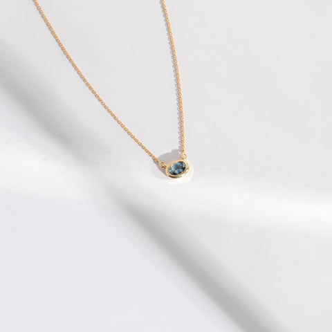 Ana Simple Necklace in 14k Gold set with Sapphire By SHW Fine Jewelry NYC