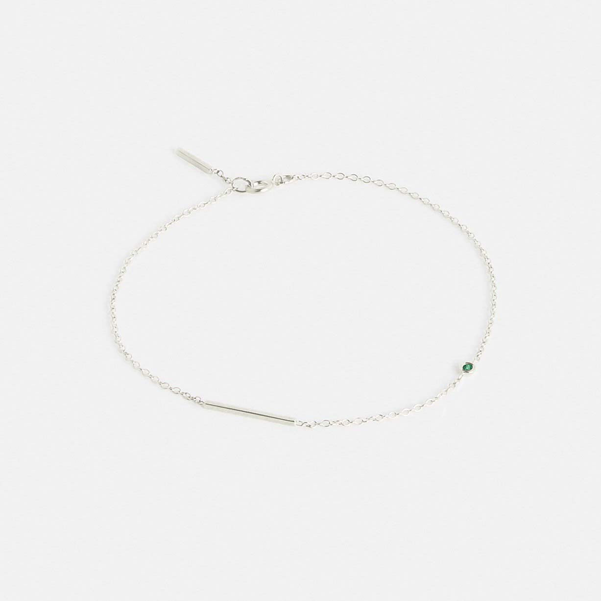Iki Simple Bracelet in 14k White Gold set with Emerald By SHW Fine Jewelry NYC