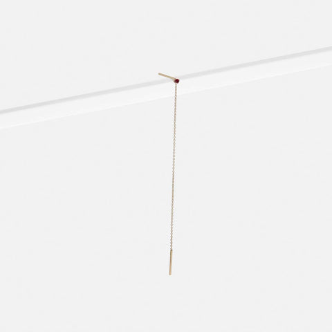 Vesa Handmade Threader Earring in 14k Gold set with Ruby By SHW Fine Jewelry NYC
