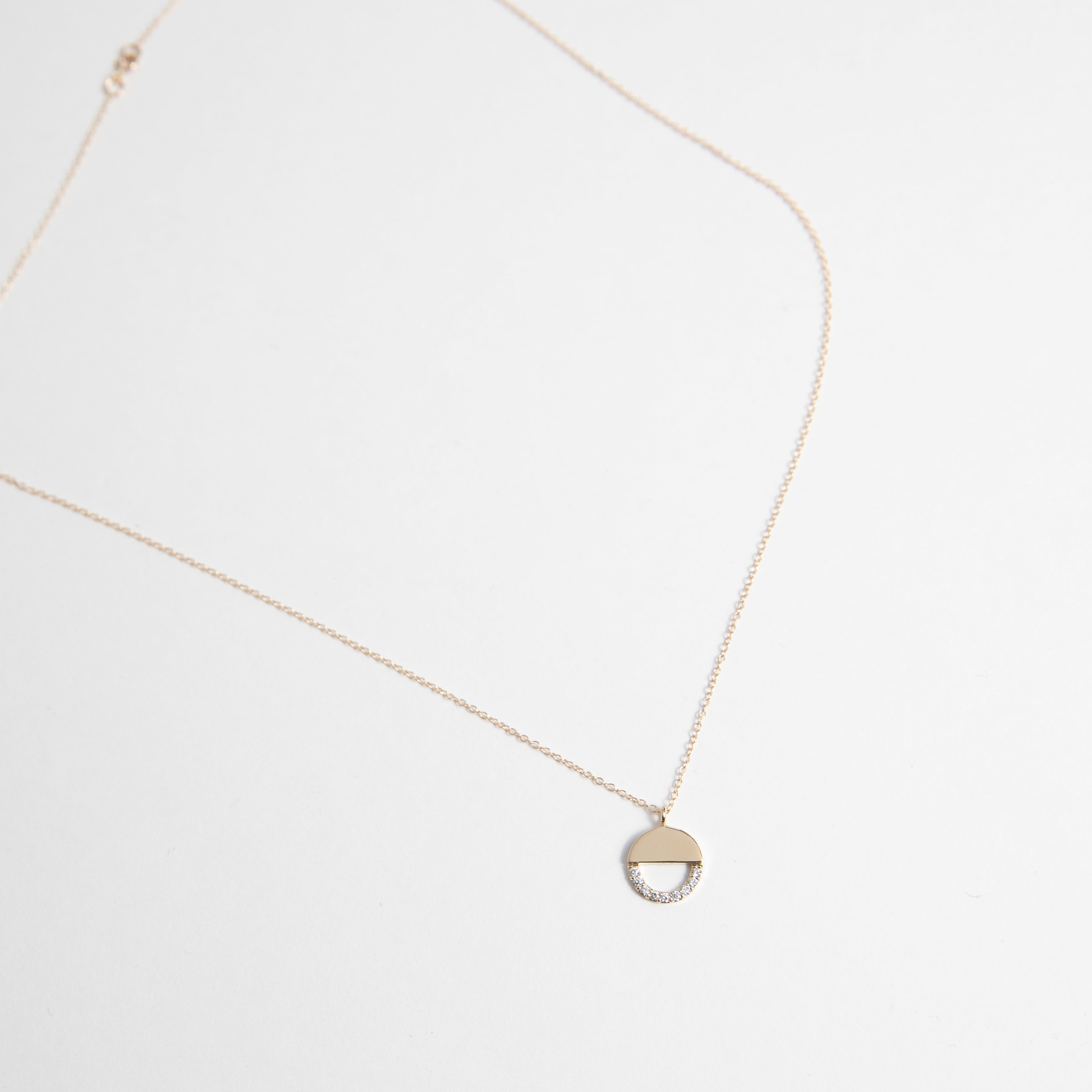 Vida Cool Necklace in 14k Gold set with White Diamonds By SHW Fine Jewelry New York City