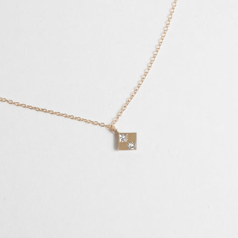 Sedi Unconventional Necklace in 14k Gold set with Princess cut Square Diamonds By SHW Fine Jewelry NYC