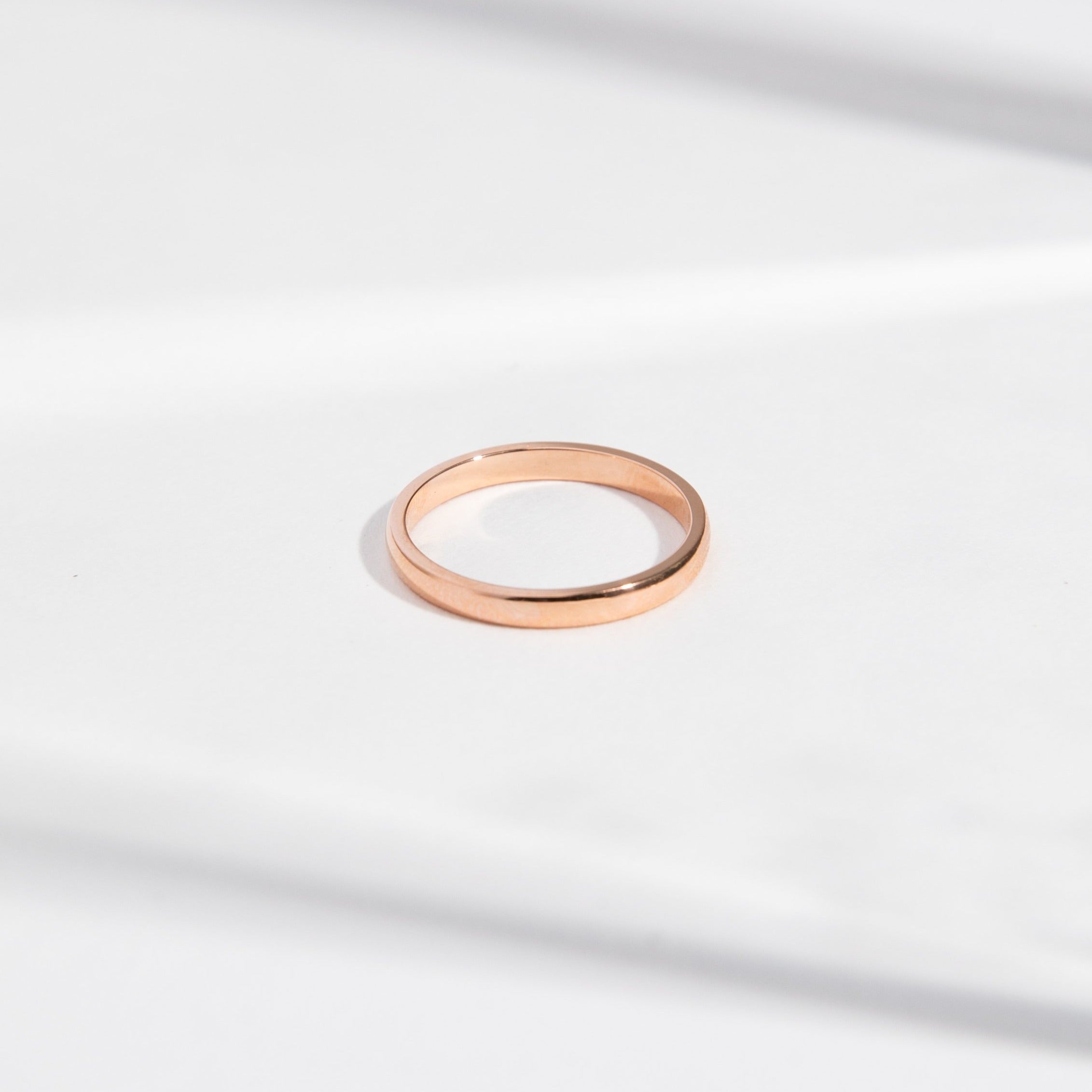 Traditional 2mm Thin Mens Wedding Band with Domed Profile in solid 14k yellow white rose gold by SHW best fine jewelry shop in NYC closeby