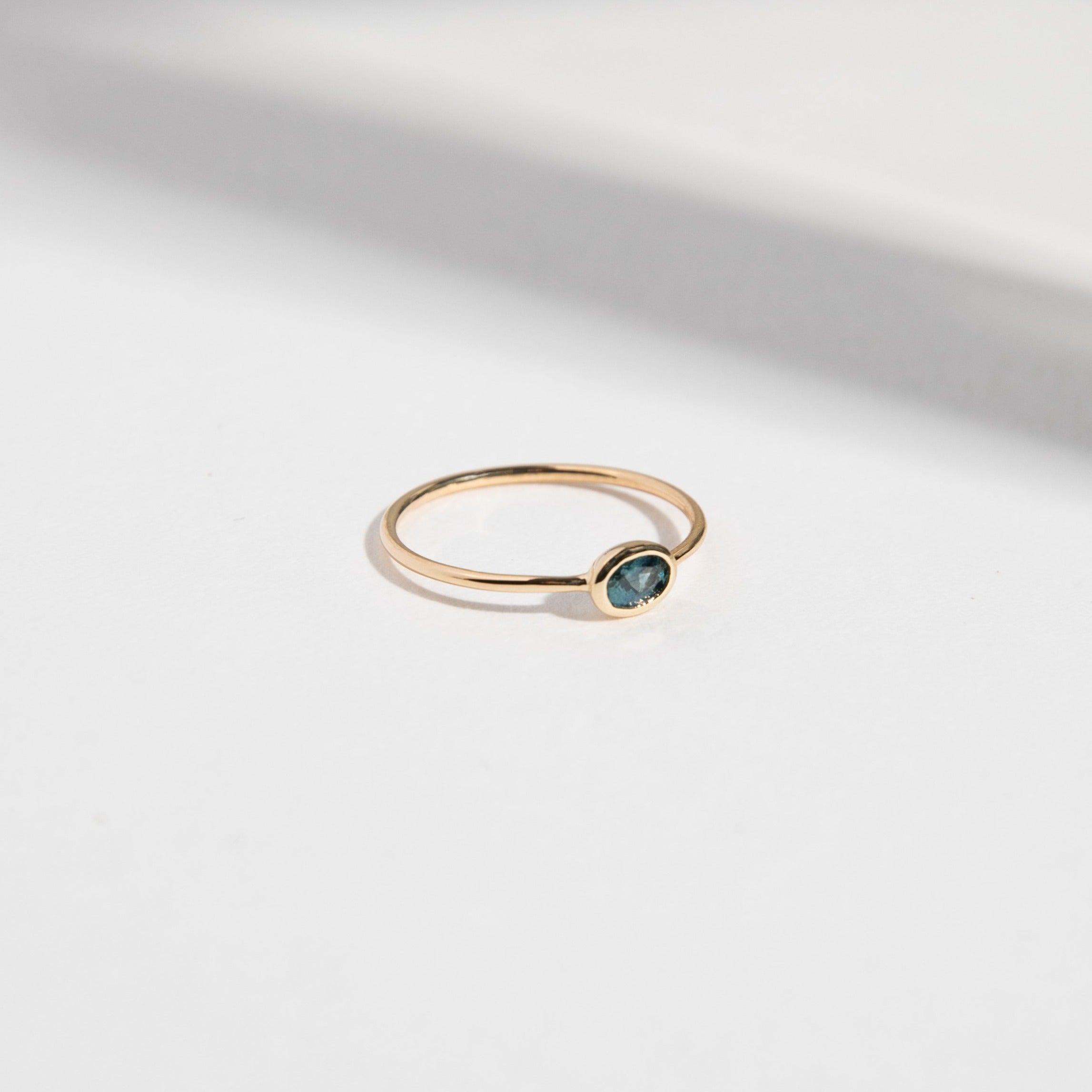 Ana Thin Ring in 14k Gold set with a 0.3ct blue sapphire by SHW Fine Jewelry