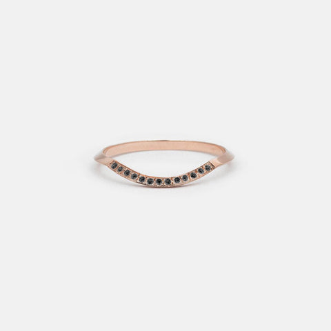 Arba Thin Ring in 14k Rose Gold set with Black Diamonds By SHW Fine Jewelry NYC