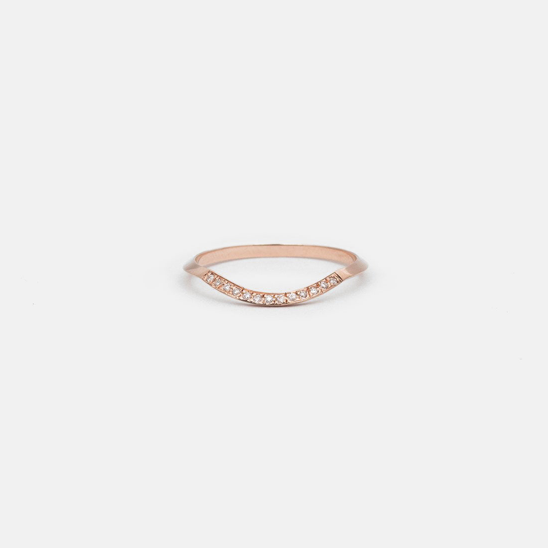 Arba Thin Ring in 14k Rose Gold set with White Diamonds By SHW Fine Jewelry NYC