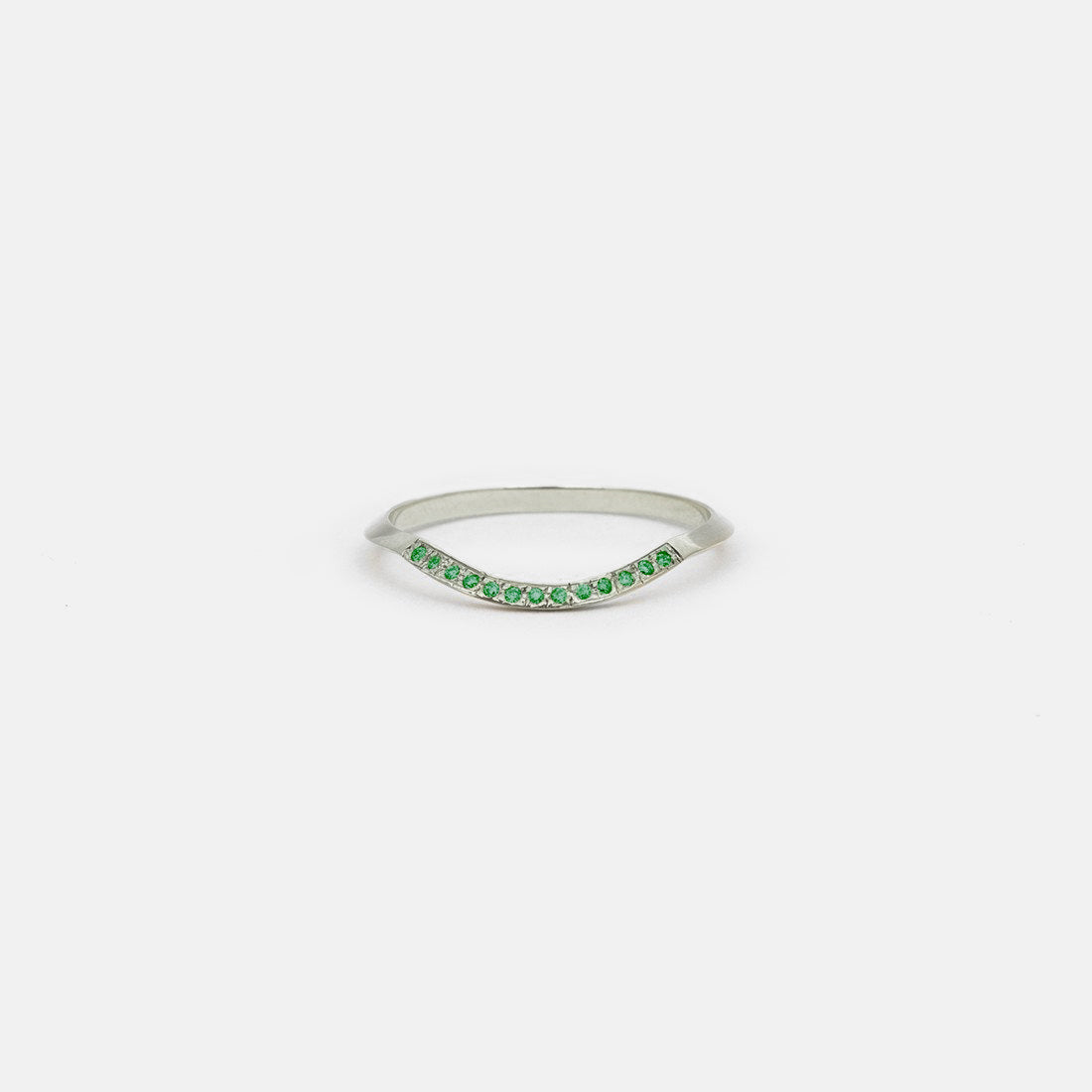 Arba Non-Traditional Ring in 14k  White Gold set with Emeralds By SHW Fine Jewelry NYC