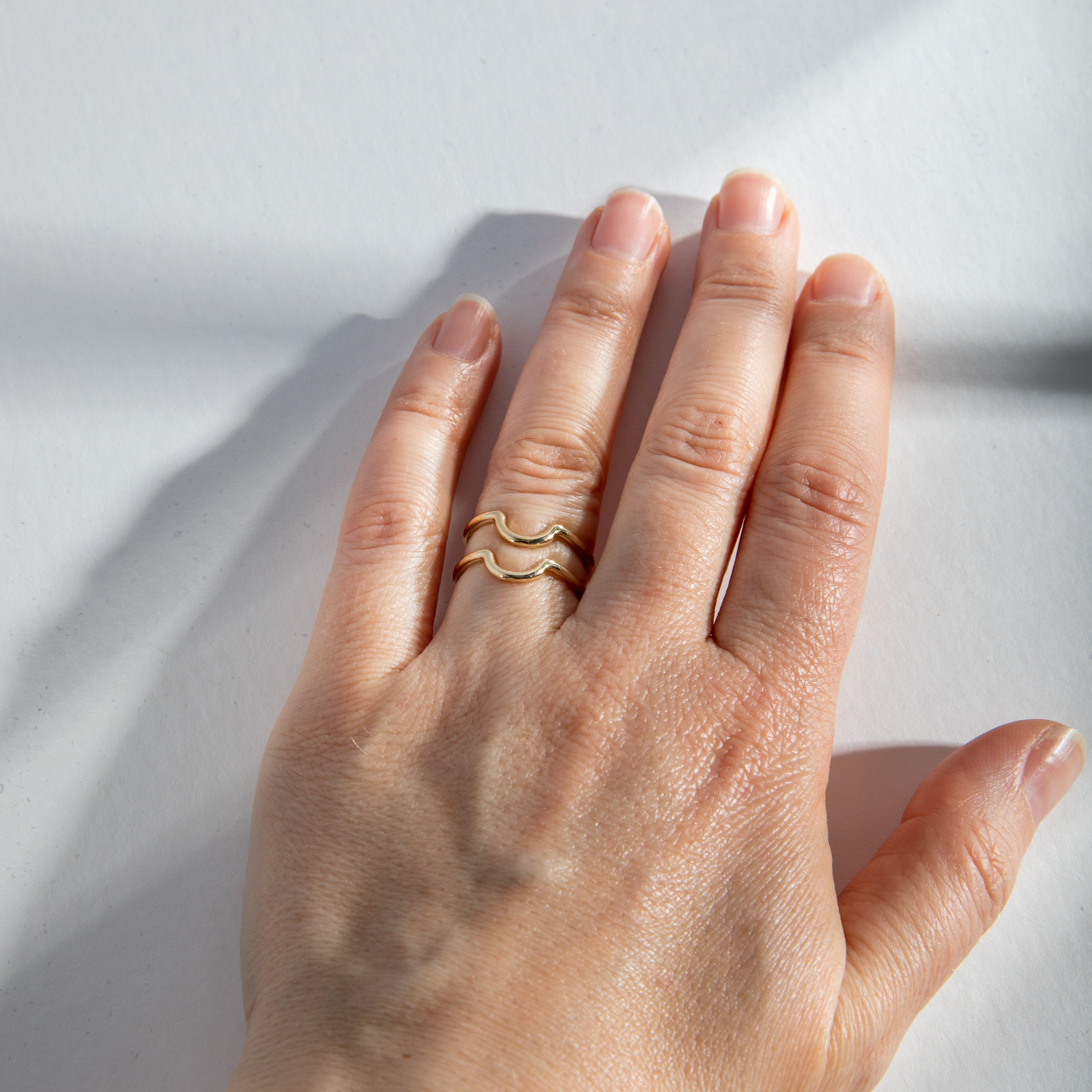 Minimal Curved Engagement Band for Unique Stack in Solid 14 karat yellow, white, rose gold by SHW famous fine jewelry shop in NYC SoHo