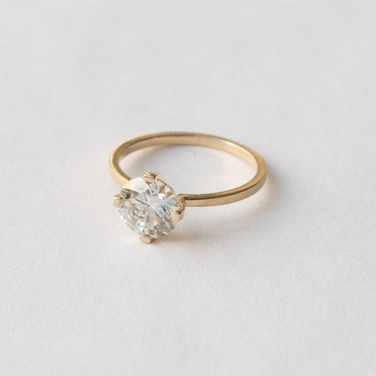 Ema Unique Ring in 14k Gold set with 1.66ct round brilliant cut lab-grown diamond By SHW Fine Jewelry NYC