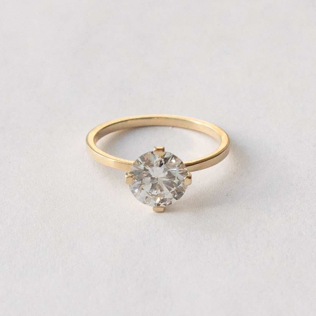 Ema Minimalist Ring in 14k Gold set with 1.66ct round brilliant cut lab-grown diamond By SHW Fine Jewelry NYC