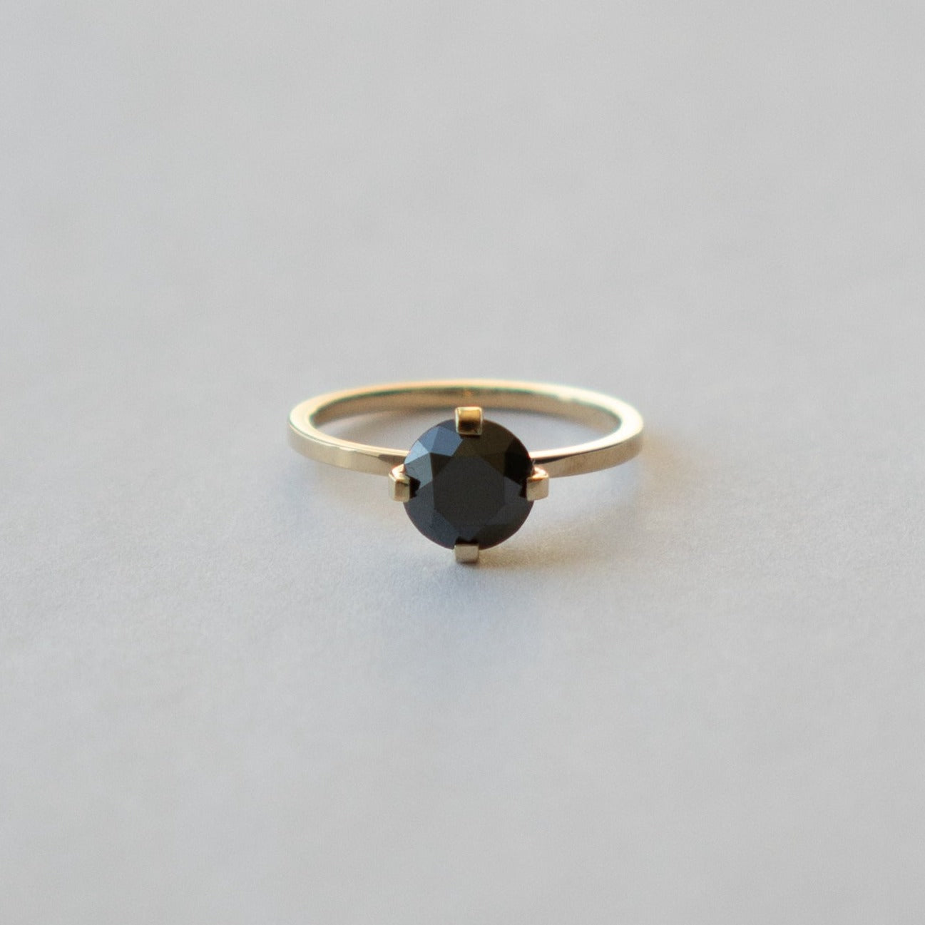 Vila Unique Ring in 14k gold set with a 1.65ct round brilliant cut black diamond by SHW Fine Jewelry NYC