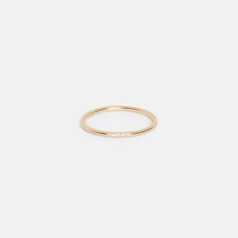 Dainty Round Customized Pave Natural Small Diamonds Wedding Band in Solid 14k yellow gold by SHW coolest fine jewelry store in NYC