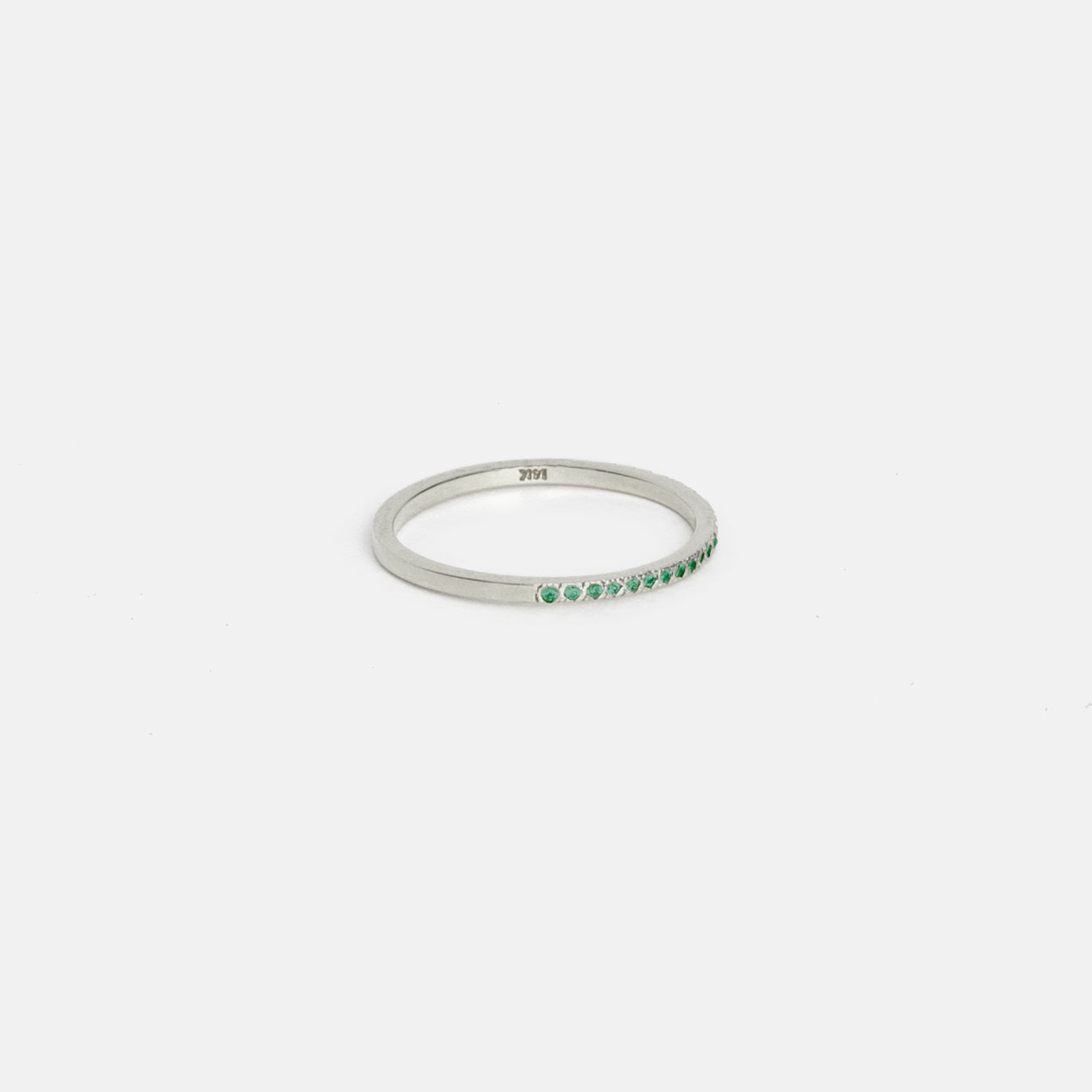 Eile Designer Ring in 14k White Gold set with Emeralds By SHW Fine Jewelry NYC