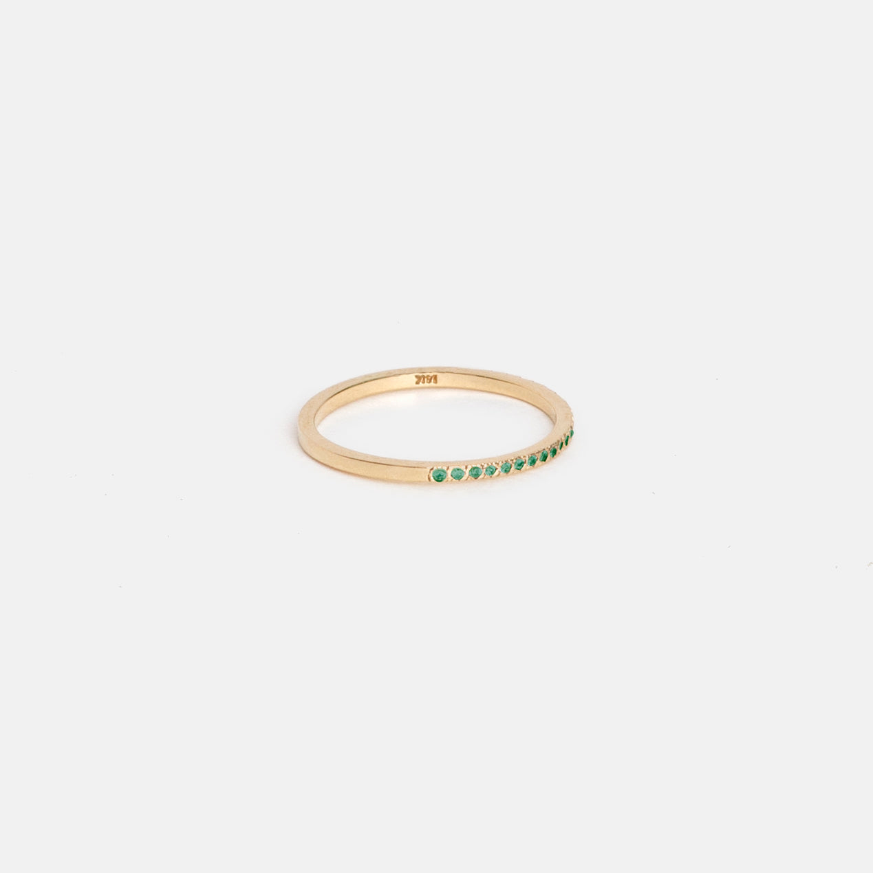 Eile Minimal Ring in 14k Gold set with Emeralds By SHW Fine Jewelry NYC