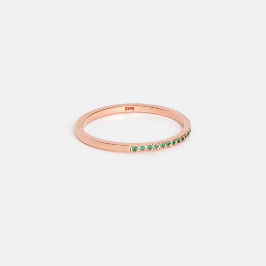 Eile Alternative Ring in 14k Rose Gold set with Emeralds By SHW Fine Jewelry NYC
