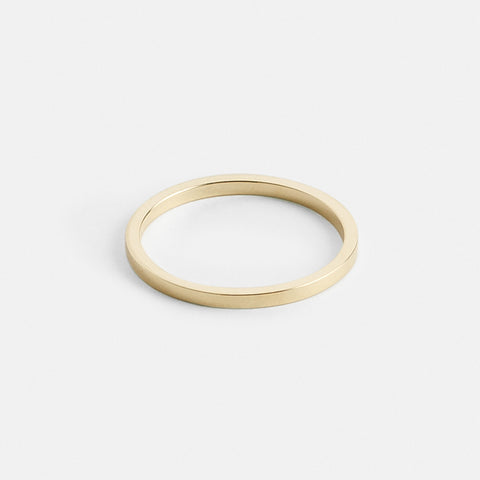 Delicate Contemporary Thinner Flat Unisex Wedding Ring in 14 karat gold by SHW best fine jewelry store located in downtown NYC near me