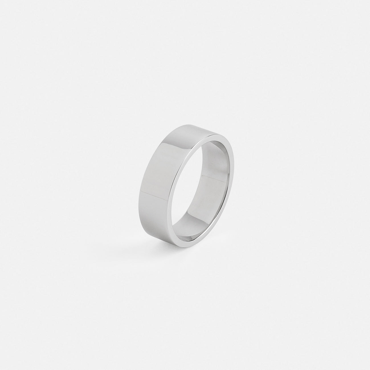 Minimal Sculptural Flat Engagement Band for Women and Men in platinum by SHW famous fine jewelry shop in NYC