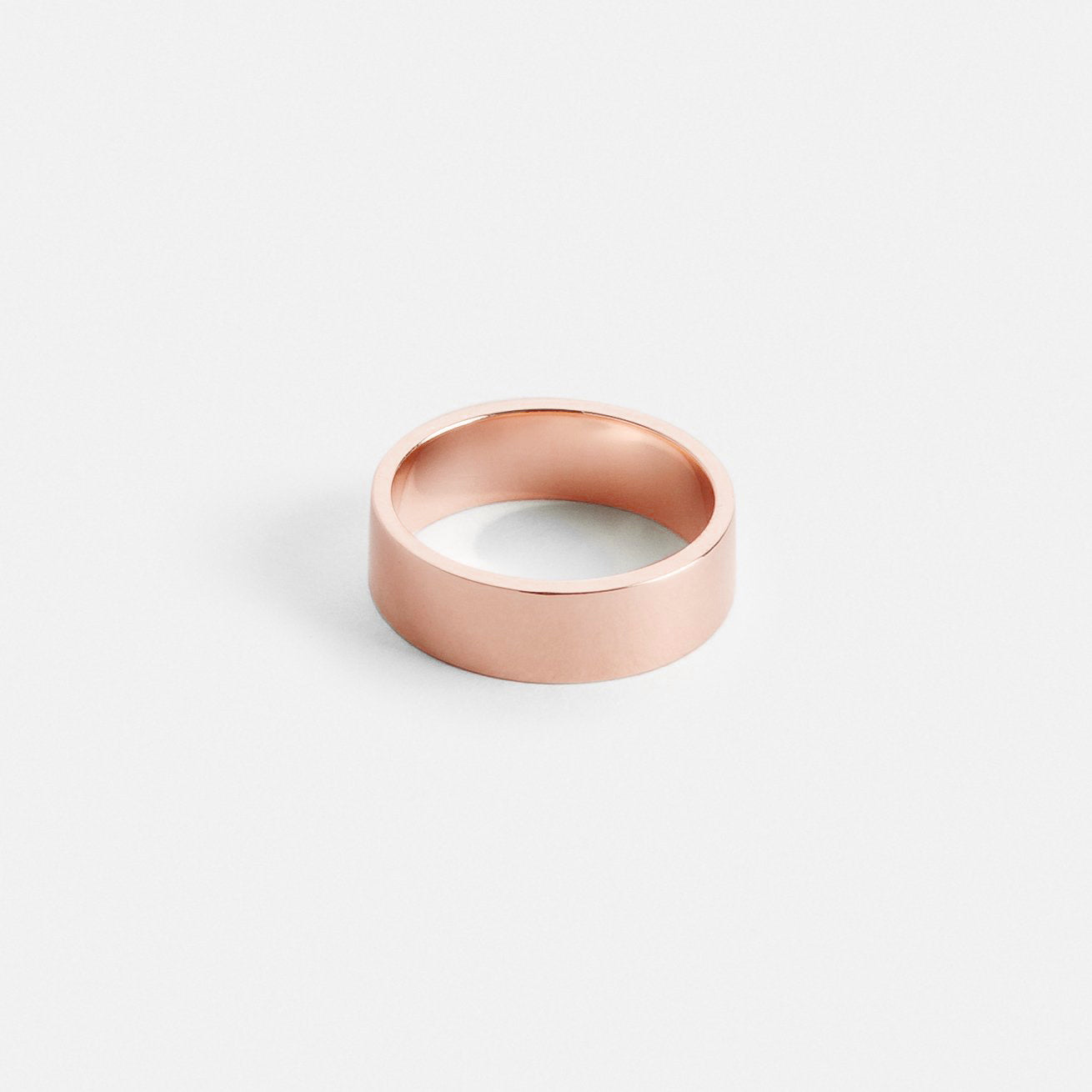 14k rose gold 6mm flat profile wedding band with smooth surface