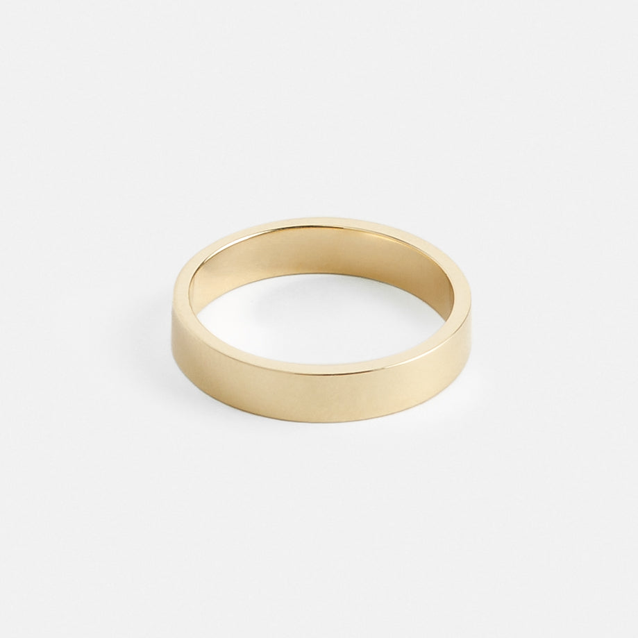 Contemporary 4mm Thick Flat Unisex Wedding Ring in 14 karat, 18 karat gold by SHW best fine jewelry store located in downtown NYC near me
