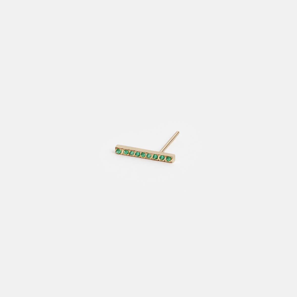 Veva Designer Bar Stud in 14k Gold set with Emeralds By SHW Fine Jewelry NYC