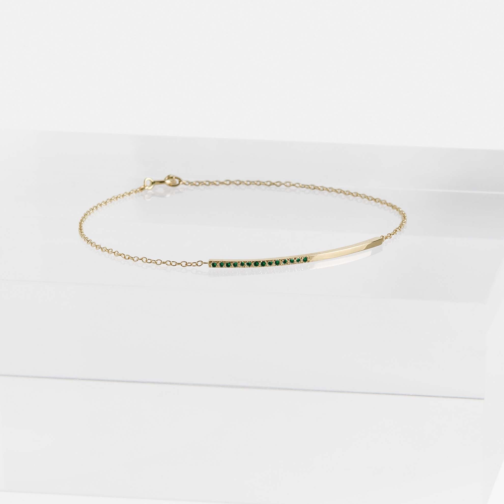 Iva Alternative Bracelet in 14k Gold set with Emeralds By SHW Fine Jewelry NYC