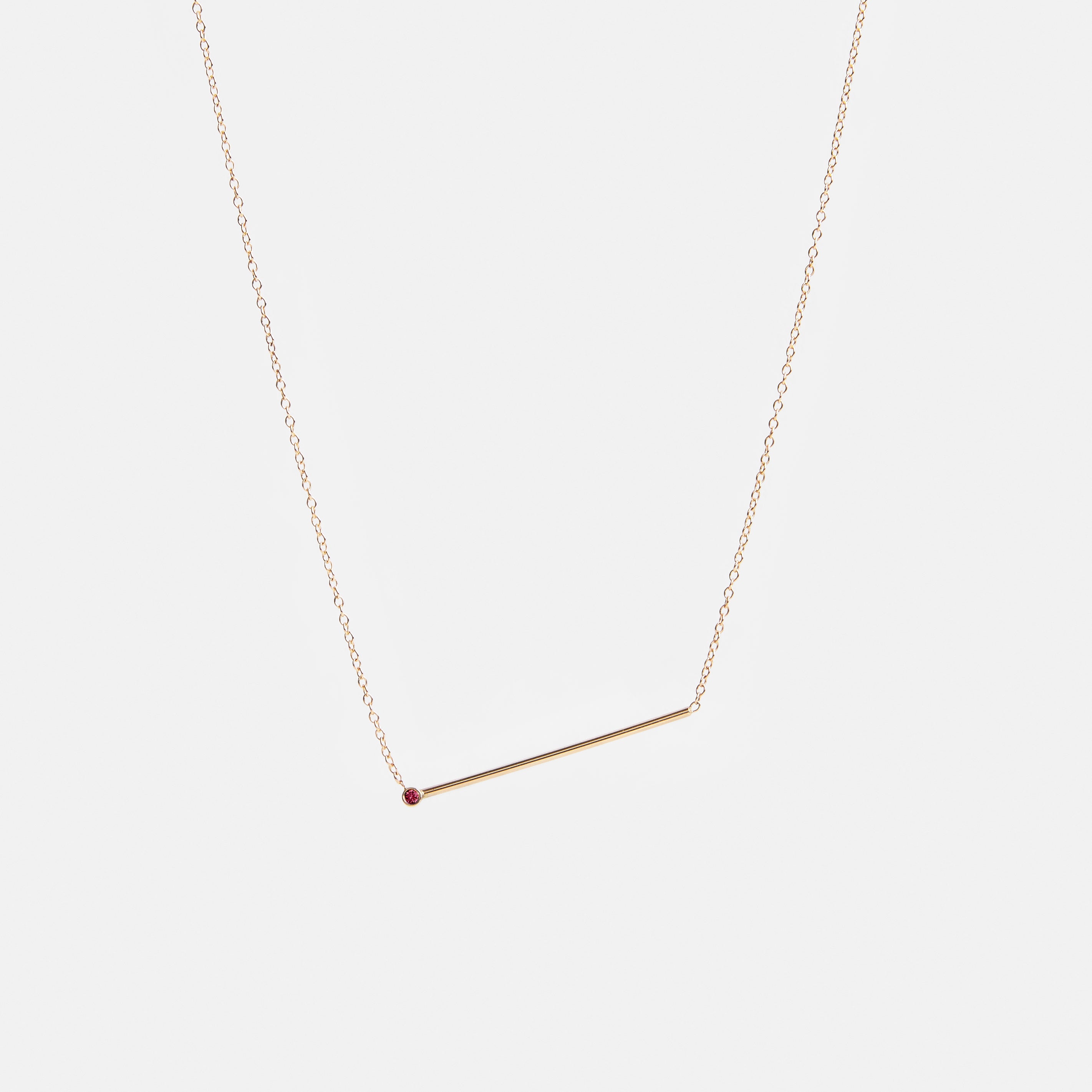 Enne Unusual Necklace in 14k Gold set with Ruby By SHW Fine Jewelry NYC