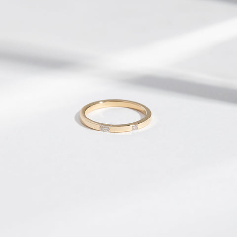 Erdi Thin Ring in 14k Gold set with White Diamonds by SHW Jewelry