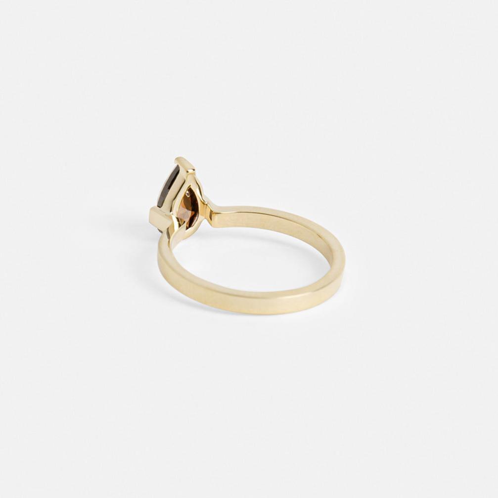 Unusual Stacking Prong Engagement Rings with Natural Cognac Champagne Brown Diamond in 14k yellow gold by SHW cool jewelry stores in NYC