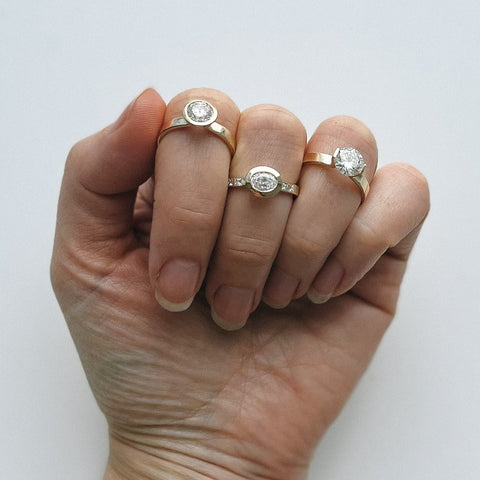 Lara Stackable Ring in 14k Gold set with a 1.5ct emerald lab-grown diamond By SHW Fine Jewelry NYC