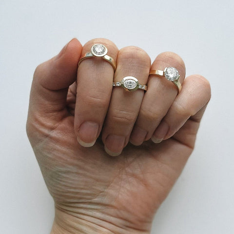 Agne Minimalist Ring in 14k Gold set with a 1.03ct round cut lab-grown diamond By SHW Fine Jewelry NYC