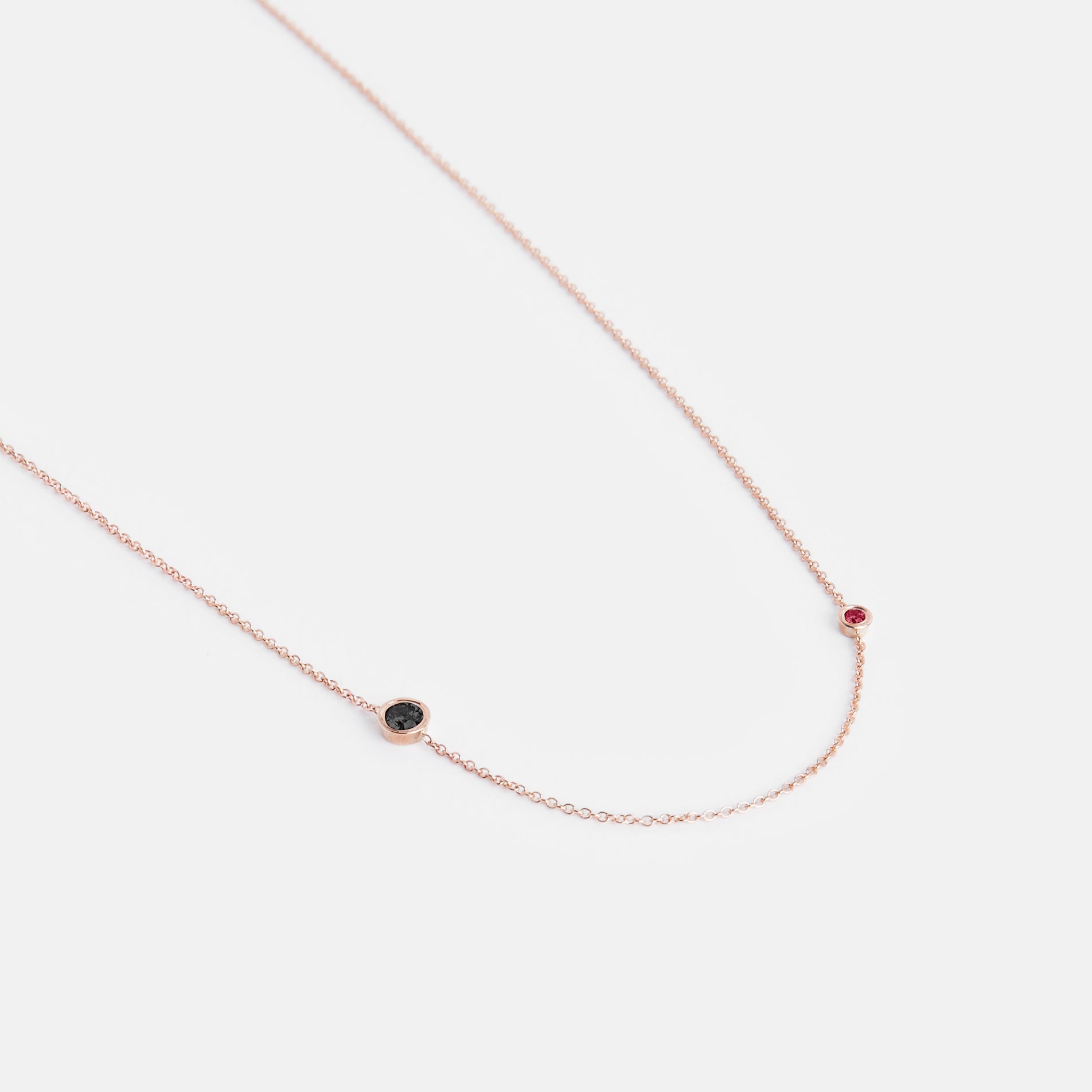 Iba Designer Necklace in 14k Rose Gold set with Black Diamond and Ruby By SHW Fine Jewelry NYC