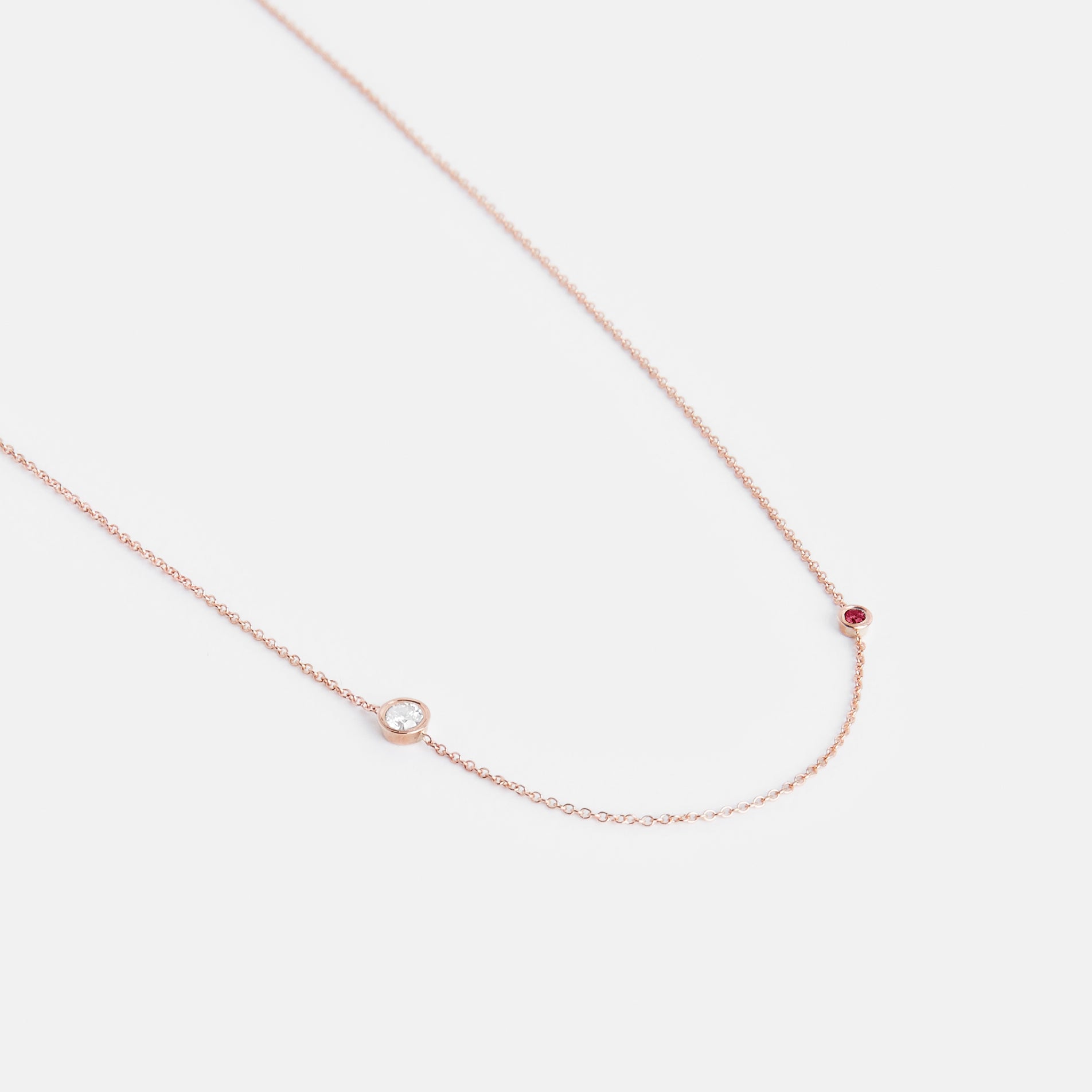 Iba Designer Necklace in 14k Rose Gold set Ruby and White Diamonds By SHW Fine Jewelry NYC