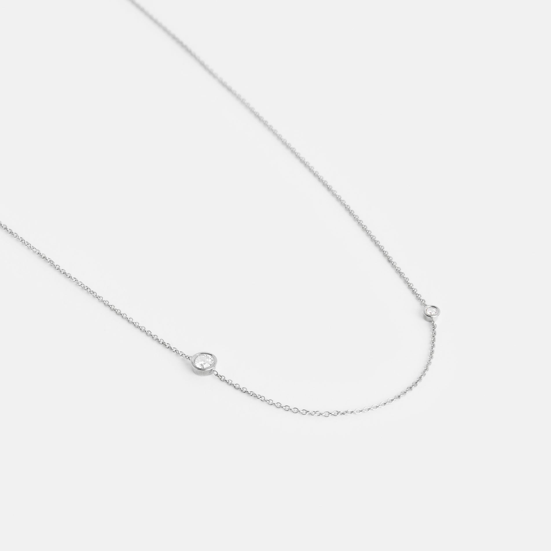 Iba Alternative Necklace in Sterling Silver set with White Diamond By SHW Fine Jewelry NYC