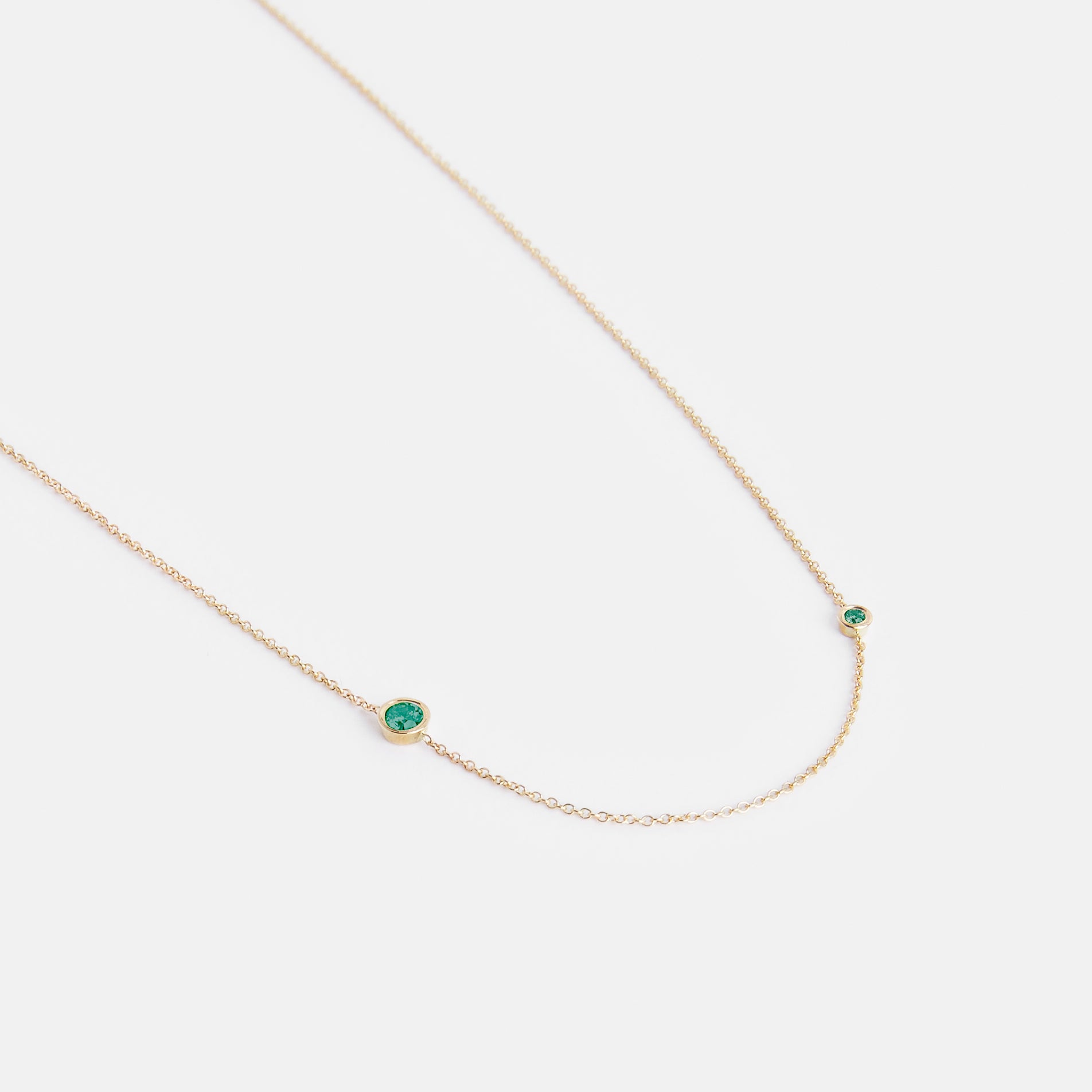 Iba Simple Necklace in 14k Gold set with Emeralds By SHW Fine Jewelry NYC