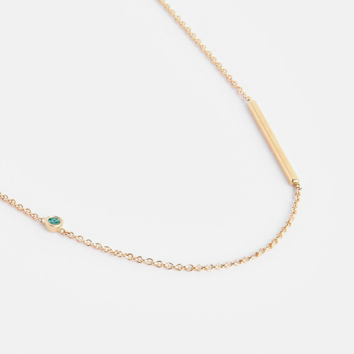 Iki Alternative Necklace in 14k Gold set with Emerald By SHW Fine Jewelry NYC