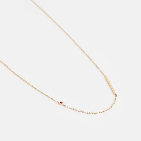 Iki Non-Traditional Necklace in 14k Gold set with Ruby By SHW Fine Jewelry NYC