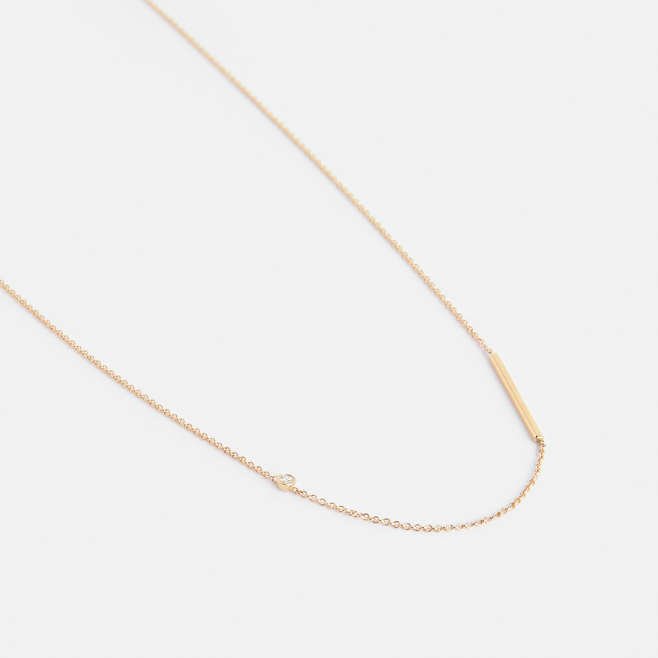 Iki Non-Traditional Necklace in 14k Gold set with White Diamond By SHW Fine Jewelry NYC