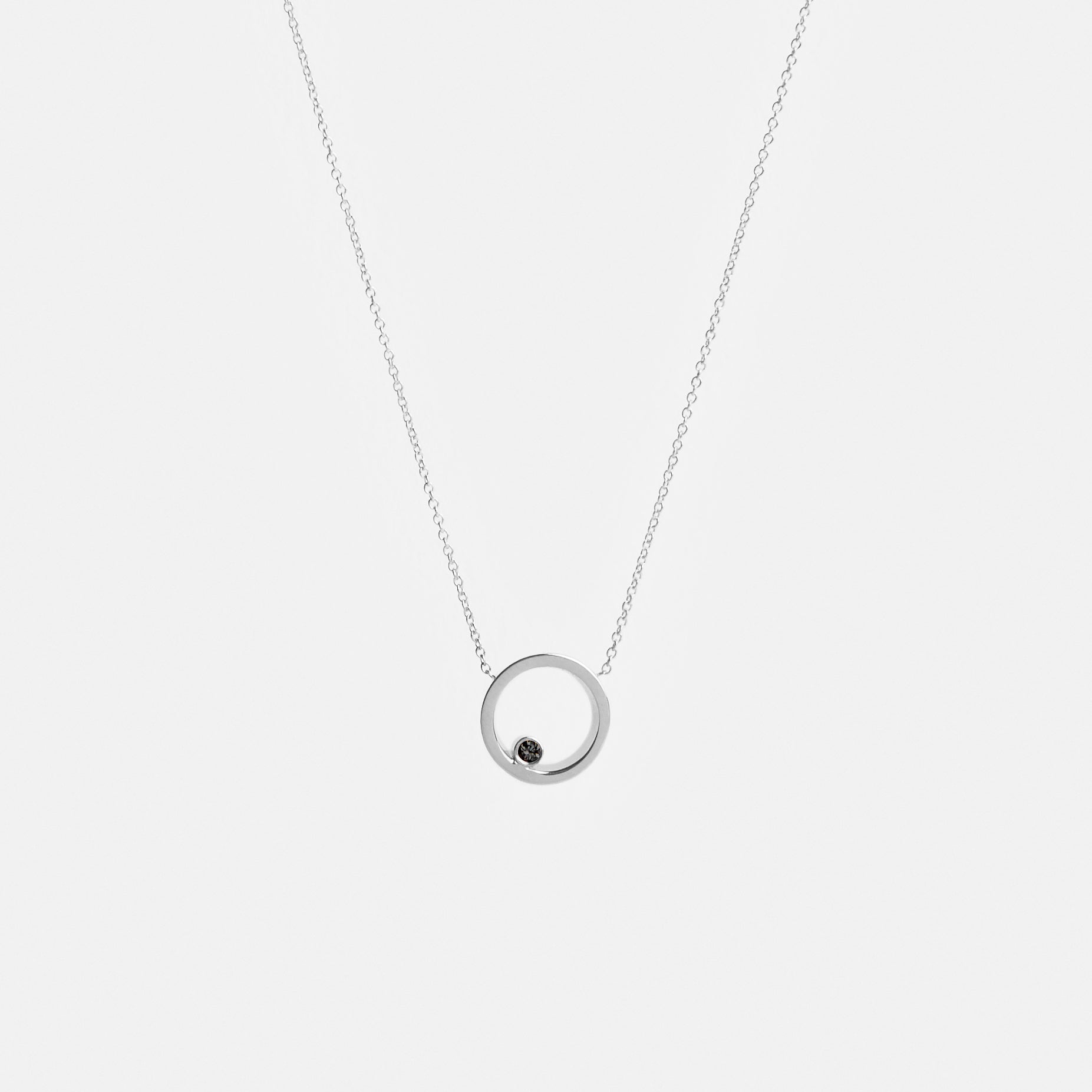 Ila Minimal Necklace in 14k White Gold set with Black Diamond By SHW Fine Jewelry NYC