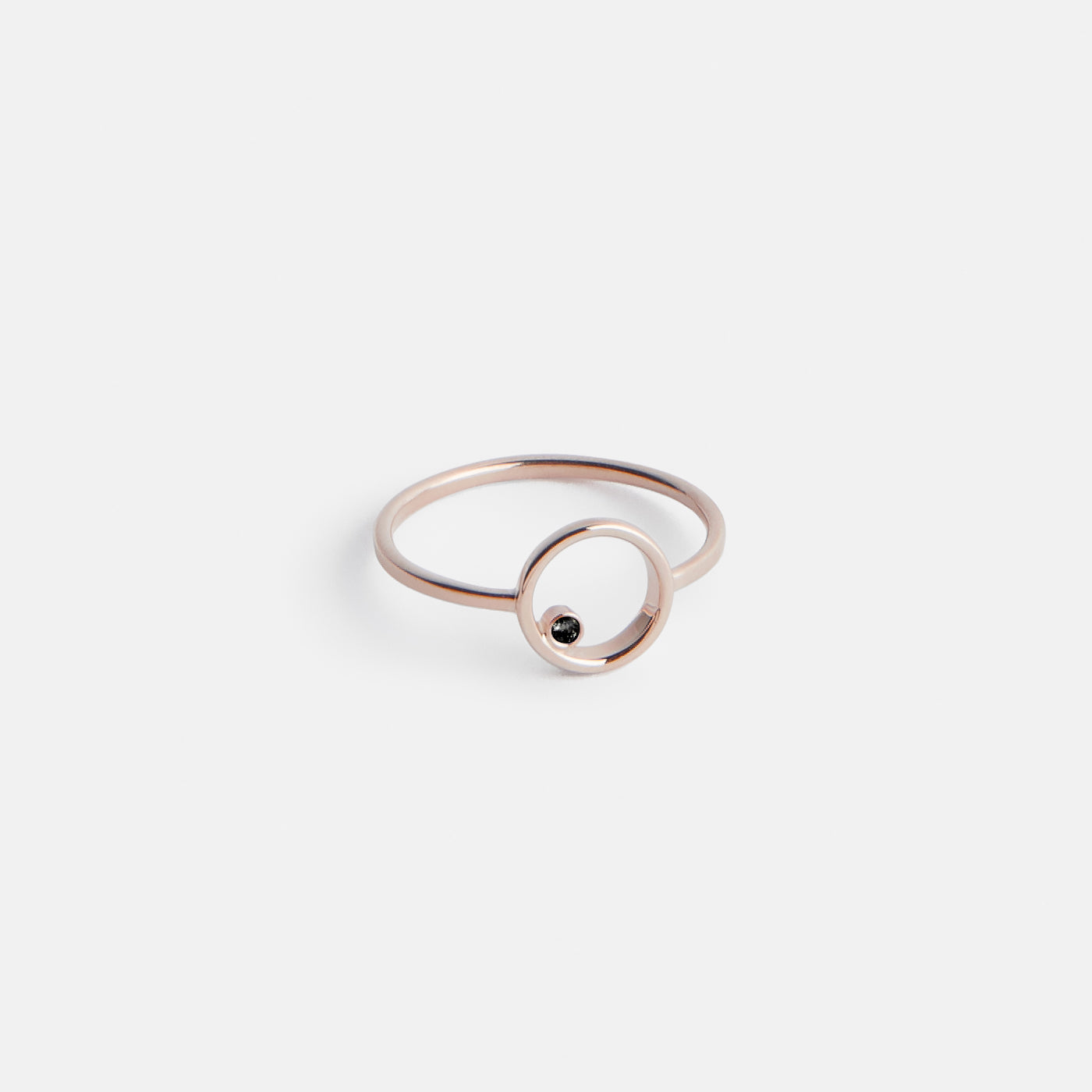 Ila Delicate Ring in 14k Rose Gold set with Black Diamond by SHW Fine Jewelry NYC