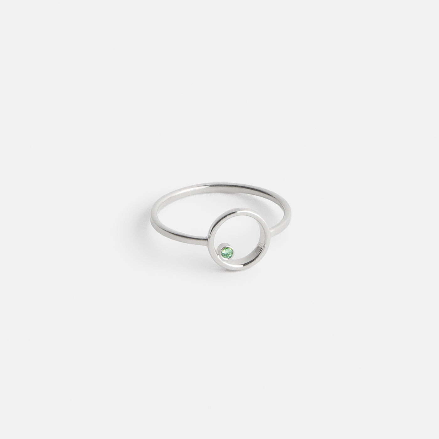 Ila Thin Ring in Sterling Silver set with Green Diamond by SHW Fine Jewelry NYC