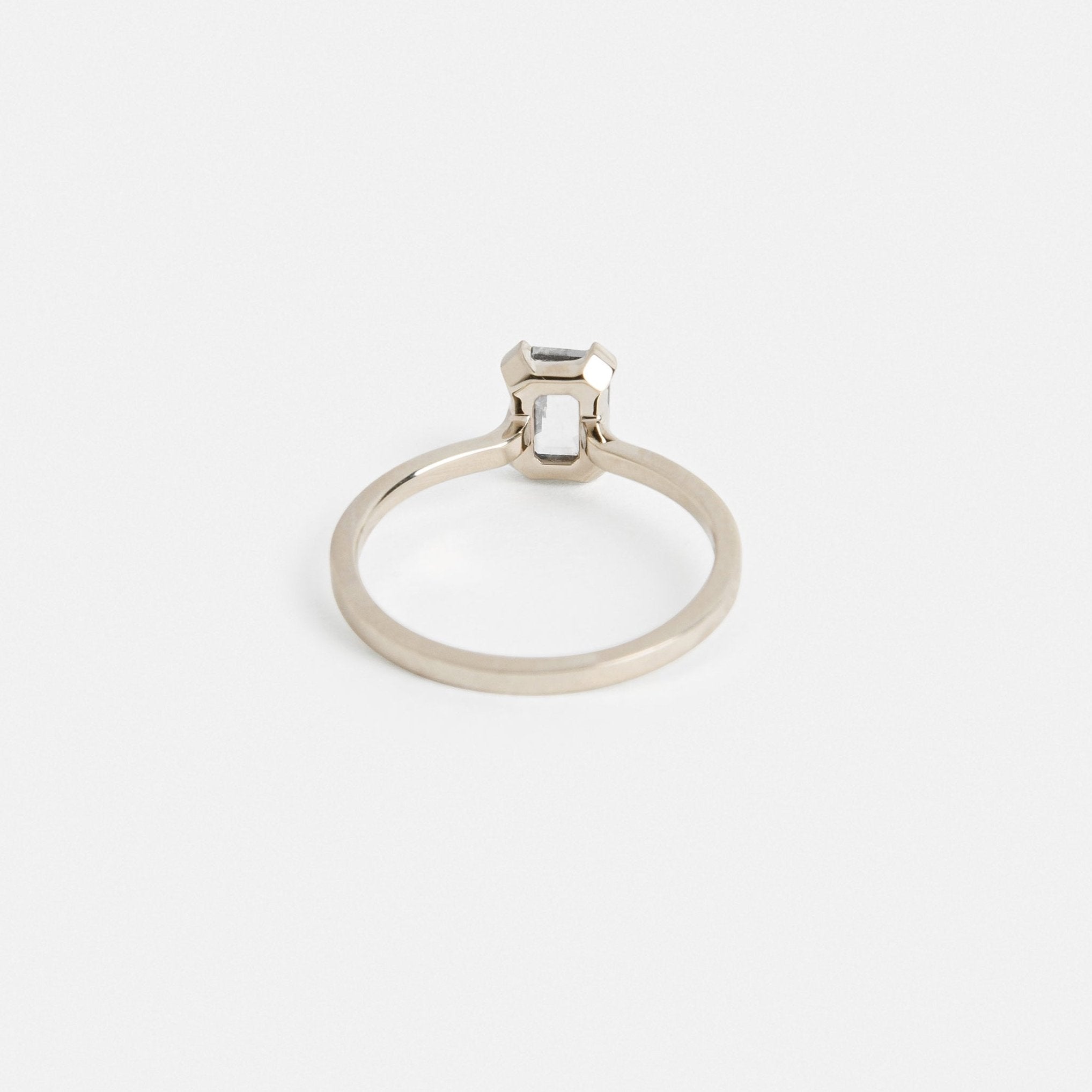 Simple Delicate Engagement Ring with under 1ct emerald-cut salt and pepper diamond in 14k white gold by SHW cool jewelry stores in NYC