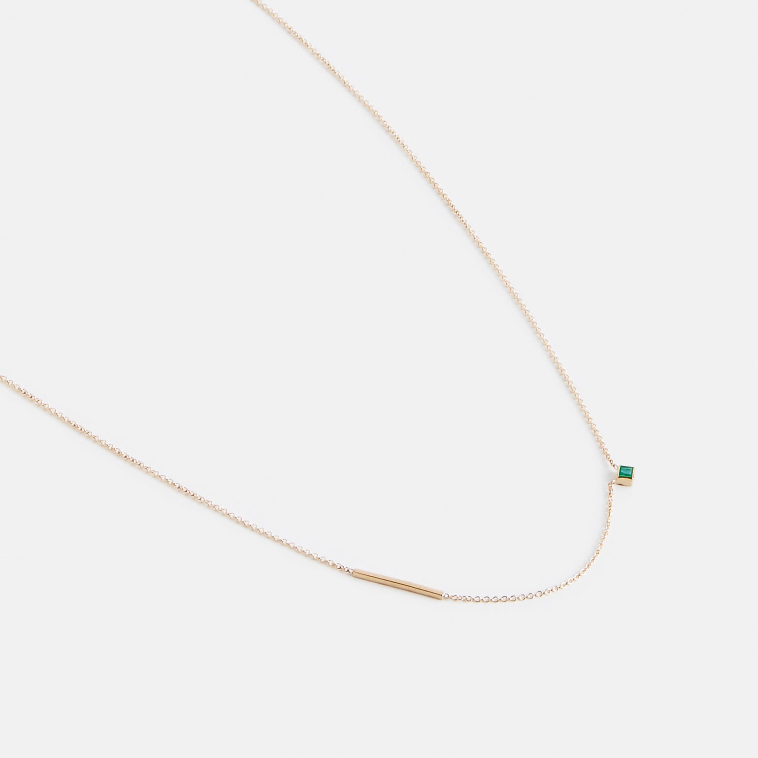 Inu Delicate Necklace in 14k Gold Set with Emerald By SHW Fine Jewelry New York City