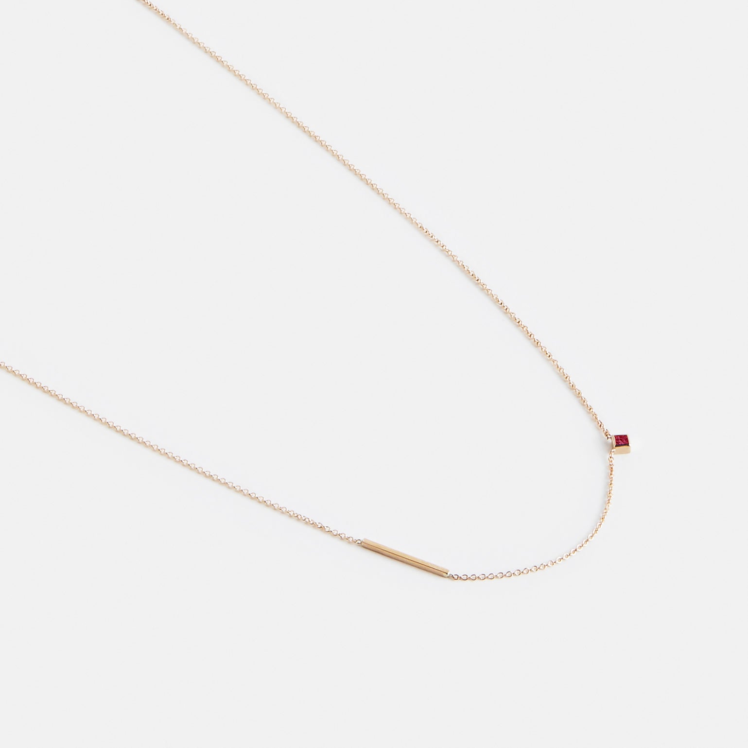 Inu Delicate Necklace in 14k Gold Set with Ruby By SHW Fine Jewelry NYC