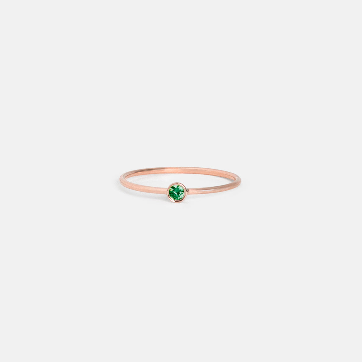 Minimalist Large Kaya Ring in 14k Rose Gold set with Emerald by SHW Fine Jewelry in NYC
