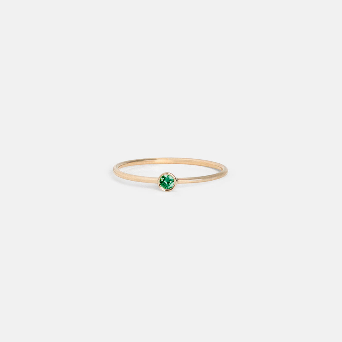 Delicate Large Kaya Ring in 14k Gold set with Emerald by SHW Fine Jewelry in NYC